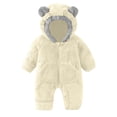 thumbnail image 2 of Agkizg Boys Girls Winter Fleece Romper Snowsuit,Plushs Long Sleeve Hooded Jumpsuit,Soft Warm Thickened Loungewear Kids Fleece Bodysuit,3-6 Months, 2 of 5