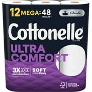 Cottonelle Ultra Comfort Toilet Paper, Strong Toilet Tissue, 12 Mega Rolls (12 Mega Rolls = 48 Regular Rolls), 268 Sheets per Roll