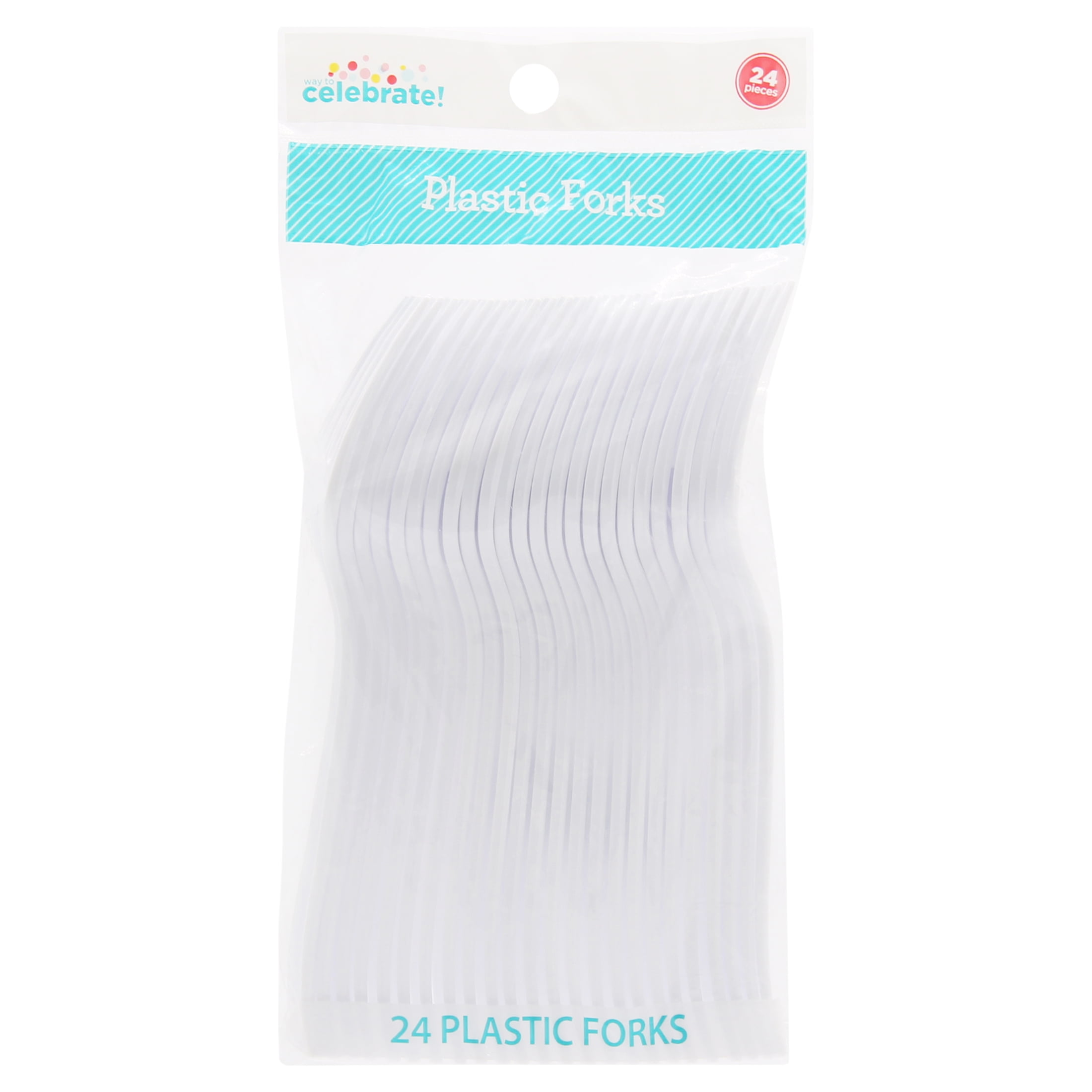 (6 pack) 24CT White Disposable Plastic Forks by Way To Celebrate