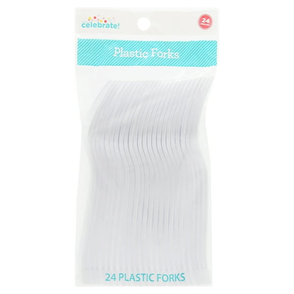 Disposable Plastic Forks, White, 24 Count, by Way To Celebrate