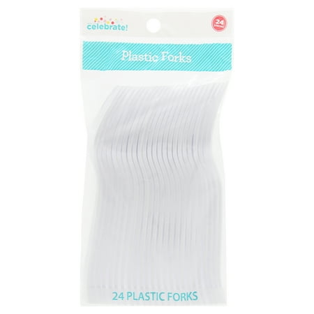 Disposable Plastic Forks, White, 24 Count, by Way To Celebrate