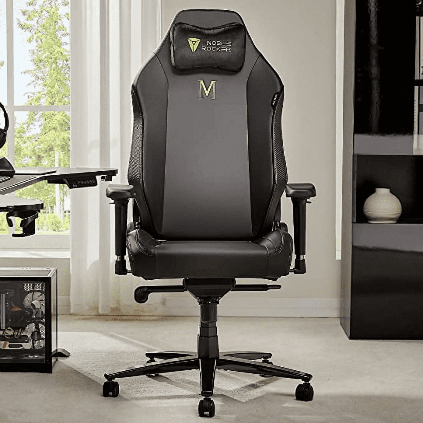 VANACC Gaming Chair Ergonomic PC Game Chair- Lumbar Support Headrest 4D Armrests Computer Chair, Big and Tall Comfortable Large, Black Pu, R Size
