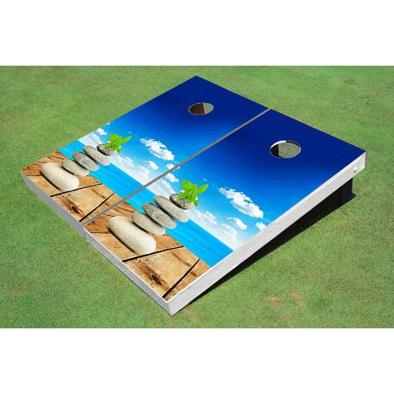 Beach Pebble Themed Cornhole Boards