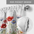 thumbnail image 5 of Spring Floral Valances for Windows Red Blue Wildflower Plant Botanical Rod Pocket Curtain Valance Window Treatment Short Curtains for Kitchen Living Room, 60"x18", 5 of 9