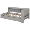 thumbnail image 5 of Elegant Design Daybed with L-shaped Bookcases,Drawers, Pine Wood Day Bed with Maximized Space for Living Room/Bedroom, Slats Support Wooden Sofa Bed for Teens Adults, 5 of 9