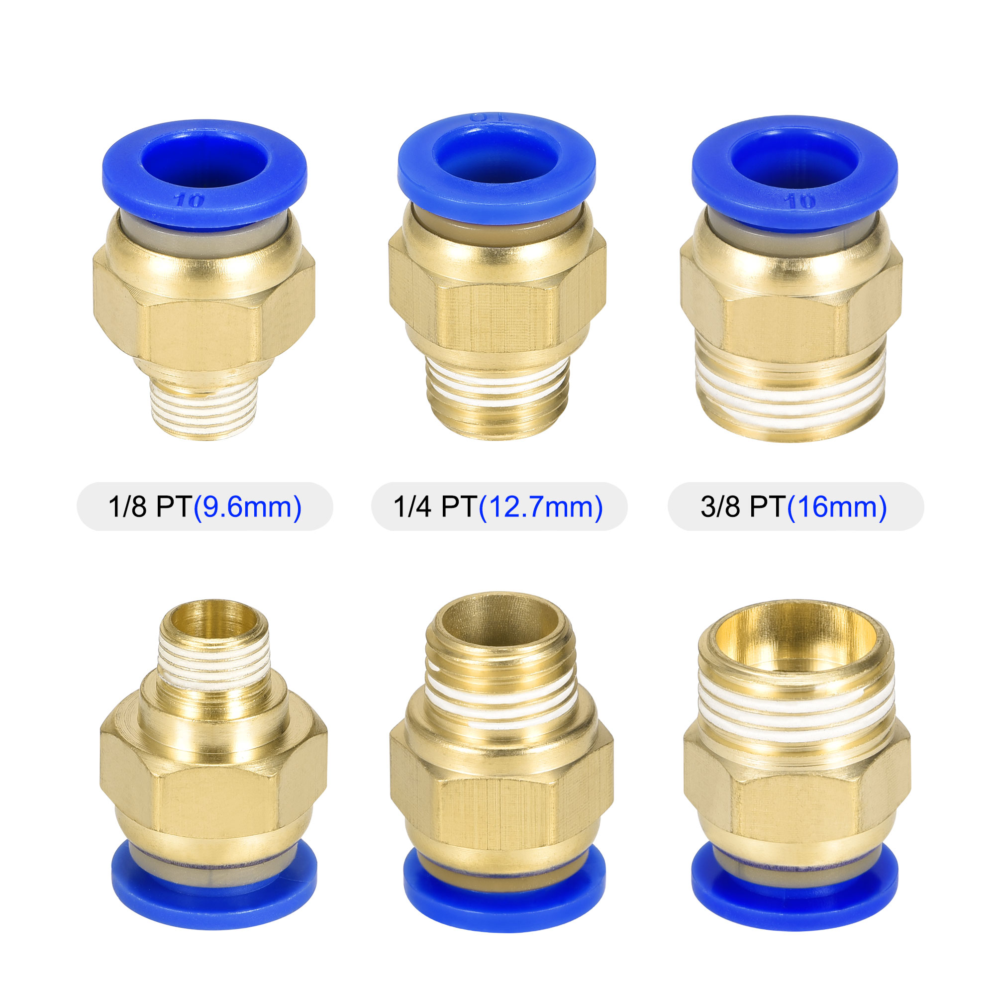 Uxcell Pneumatic Air Hose Tubing PU Air Compressor Tube 0.25''IDx0.4''OD Pipe Blue with Connect Fitting