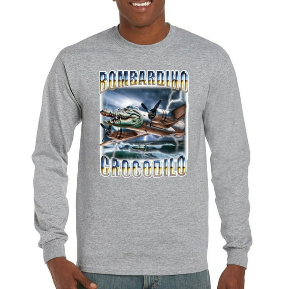 Bombardino Crocodilo Long Sleeve T-shirt Fun Italian Brainrot Gen Z Alpha Meme