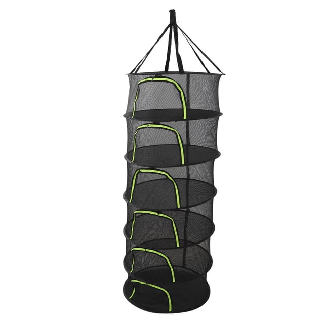 60cm Diameter Buds Dry Net, Layer Plant Drying Rack Net, Collapsible Hanging Mesh Dryer Net Folding Drying Rack For Herbs Weed Seeds