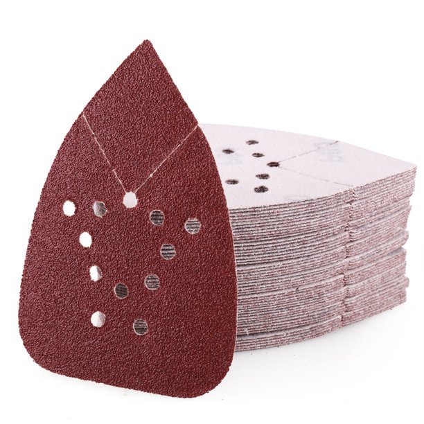 50PCS Sanding Sheets 60 Grit Hook and Loop Sandpaper, 12 Holes Mouse