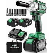 KIMO Impact Wrench 1/2 inch, 550N.m/406ft-lbs Max Torque & 3000RPM, 2x20V 4.0Ah Battery, Impact Gun with 7 Impact Sockets, 3 inch Extension Bar, 1 Hour Fast Charger