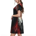 thumbnail image 2 of Kdxio Robe Décontractée à Capuche Imprimé Loup Mystérieux pour Femmes Robe d'Été à Manches Courtes avec Poches, 2 of 6