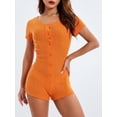 thumbnail image 3 of Faithtur Combinaison de Pyjama Court d'Été pour Femmes Manches Courtes Boutonnée Couleur Unie/fleuri, 3 of 9