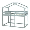 thumbnail image 5 of Tensun Twin Over Twin Wood House Bunk Bed with Tent, Playhouse Style Floor Frame, No Box Spring Needed, Noise-Free, Suitable for Kids, Boys and Girls' Bedrooms, Grey, 5 of 5
