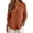 Brick Red, variant on Lightweight Soft Casual Shirts for Women 3/4 Sleeve V Neck Linen Casual Loose Long Sleeve Solid Lapel Long Blouses Tops with Pockets Green,M