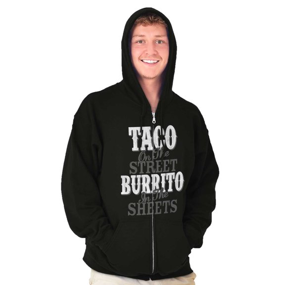 Raunchy Funny Tacos Tuesdays Burritos Unisex Fleece Graphic Zip Up Hoodie Brisco Brands 2X