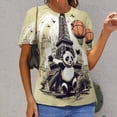 thumbnail image 6 of Funny Cute Panda Women's Short Sleeve Tops Casual Blouses T Shirt, 6 of 6
