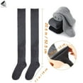 thumbnail image 2 of PULLIMORE 2 Pair Women Thigh High Socks Over the Knee Knit Stockings Long Booting Socks Leg Warmer (Gray), 2 of 9