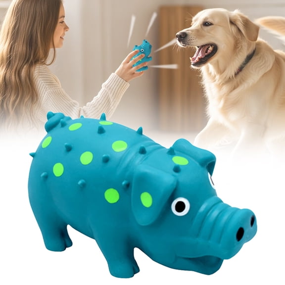 Squeaky Oinking Latex Pig Dog Toy, 7.3‑Inch Grunting Durable Chew Toy for Small Medium & Large Dogs