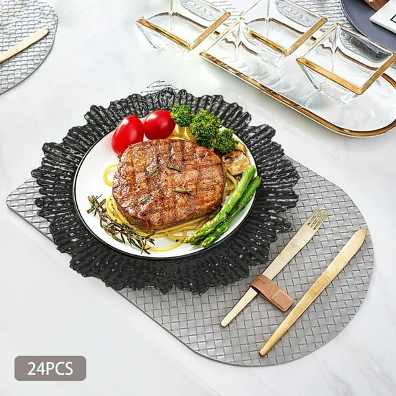 Miumaeov 24pcs 12.6in Charger Plates Round Plastic Reef Charger Plates Tableware Plate Dinner Plate