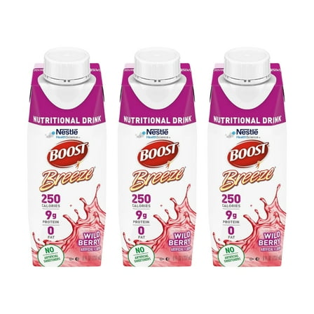 Boost Breeze Nutritional Drink Wildberry, 8 Fl Oz (Pack of 3)