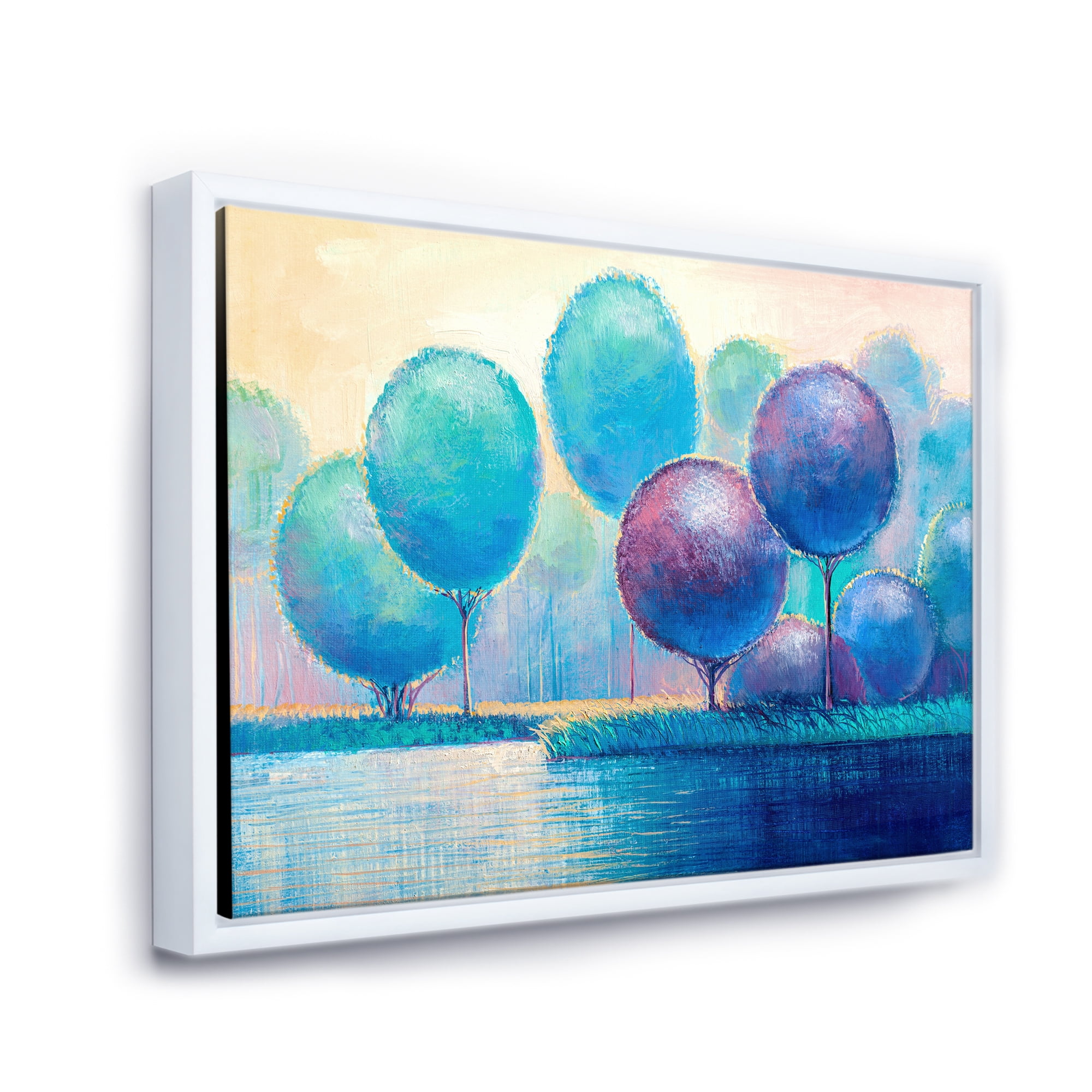 Designart 'Ornamental Colourful Trees V' Modern Framed Canvas Wall Art Print