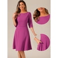 thumbnail image 2 of DARING DIVA Midi Boat Neck Short Sleeves A-Line Office Dress XS Purple, 2 of 6