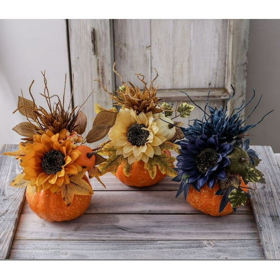 Halloween Large Pumpkin Ornament | Realistic Foam Pumpkin  | Fall Festival Maple Leaf Sunflower Desktop | 9.84 x 4.72 x 4.72 in | Decoration for Home, Office, Restaurants | Warm Seasonal