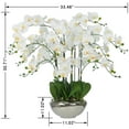 thumbnail image 3 of Vanity Art Plastic Phalaenopsis Orchids Floral Arrangement in Pot Home Decor | 14 Stems Real Touch White Artificial Flowers for Decoration with Green Leaf in Silver Ceramic Pot, MLTAO-1082YS, 3 of 6
