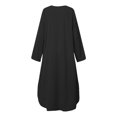 thumbnail image 4 of Fesfesfes Spring Dresses for Women Round Neck 3/4 Sleeve Tunic Dress Casual Solid Color Kaftan Dress Knee Length Ruffle Slit Dress, 4 of 6