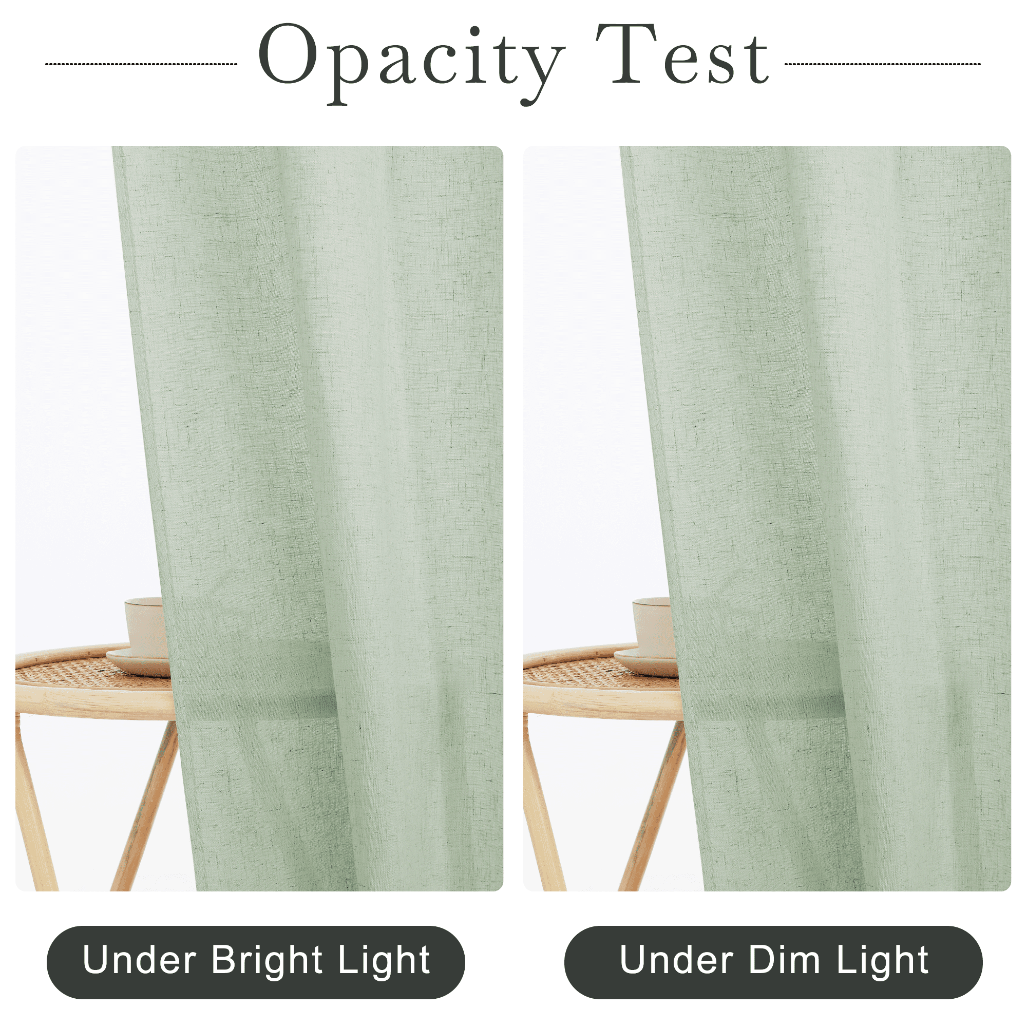 NICETOWN Linen Shower Curtain Semi Sheer Lightweight Button Hole Half Privacy Quick Dry Shower Curtains for Bathroom Bathtub Decor, Sage Green, 72"x90", Hooks Included
