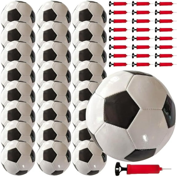 uDecor 25 Pack Soccer Balls, Official Size 5, with 25 Pump Sets for Christmas Charity Donation