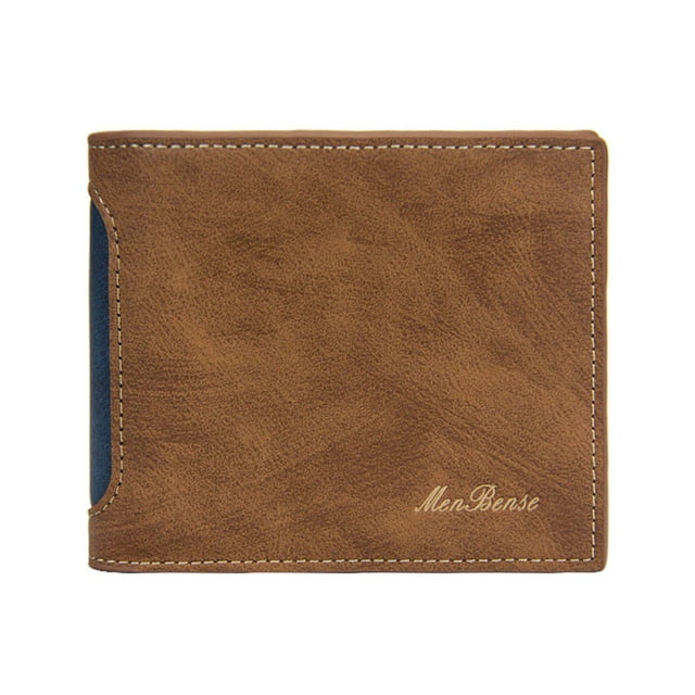 Fashion Color Blocking Short Wallet Men Leather Open Purse Multiple Card Slots Clutch Bag