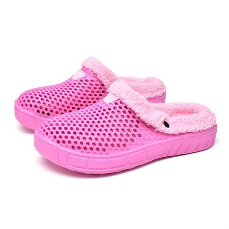 

Plush Lined Hollow Out Slippers Closed Toe Slip On Fuzzy Shoes Winter Cozy & Warm Home Slippers