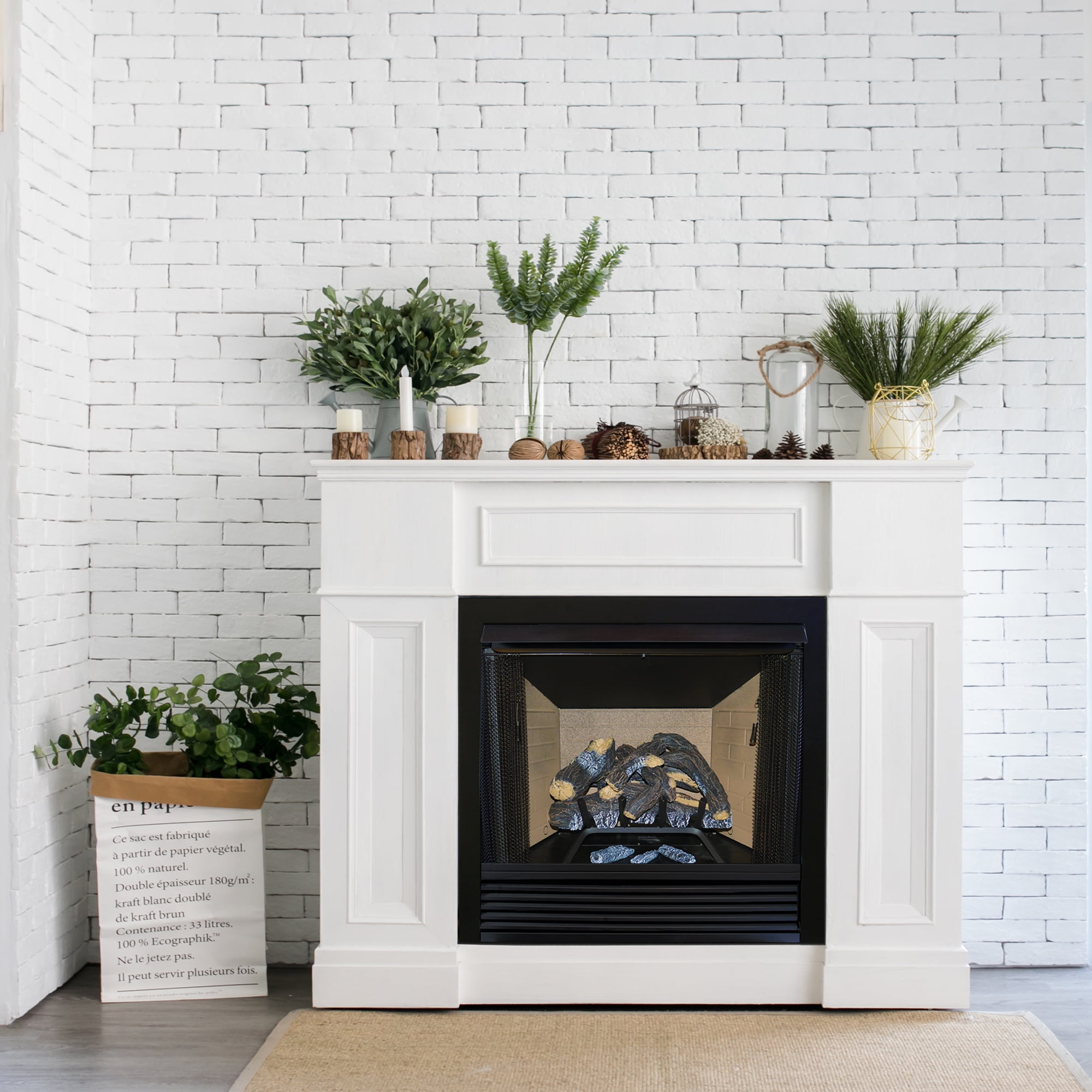 Cedar Ridge Hearth 18 Decorative Realistic Fireplace Ceramic Wood