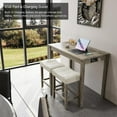 thumbnail image 5 of 3-Piece Counter High Bar Table Set with Socket and 2 Fabric Padded Bar Stools, Tall Kitchen Breakfast Dining Table Set with Stools (Natural), 5 of 9