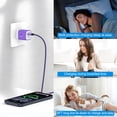 thumbnail image 4 of 3Pcs USB C Wall Chargers with 3Pcs 6FT Braided USB C Charging Cables Type C Charger Cords, USB C Wall Adapter Compatible with iPhone 17/16/15 Pro Max iPad Pro Galaxy S26 Android, Purple, 4 of 7
