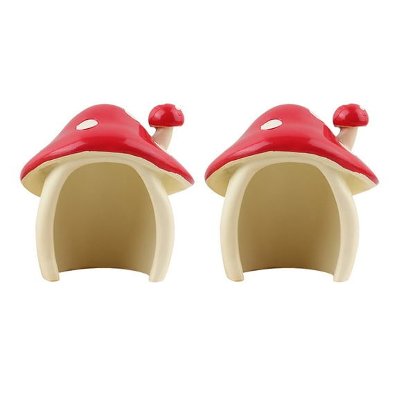 HEMOTON  2 Pcs Mushroom House Decoration Patio Gardens for Mushrooms Decorations Red