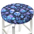 thumbnail image 3 of Balery Skull blue crystal flower Fundas de asiento para taburete de bar redondo de tela de terciopelo ajustables que protegen de arañazos y manchas para sillas de 14 a 17 pulgadas.-14 inch, 3 of 7