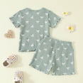 thumbnail image 4 of Spring Outfit Toddler Girl 2T Girls Outfits 2 Piece Cute Bow Print Short Sleeve Top And Shorts Casual Playwear Loose Fit Girls' Clothing Sets, 4 of 9