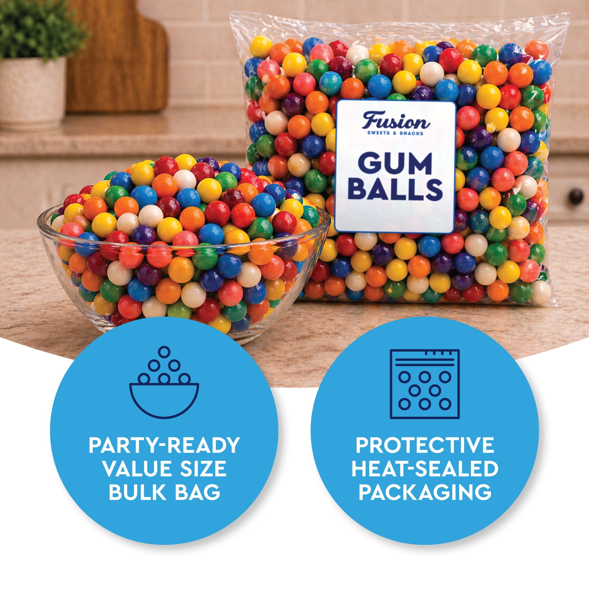 Gumballs 1/2 Inch - 3 Pound Bulk Bag - Gum Balls For Gumball Machine - Gumballs Bulk - Assorted Fruit Flavor - Bubble Gum