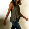 thumbnail image 6 of TGSLY Linen Sleeveless Tank Tops for Women Lightweight Soft Crew Neck Tiered Double Ruffle Hem Blouses Loose Fit Casual Solid Color Vest XL, 6 of 9
