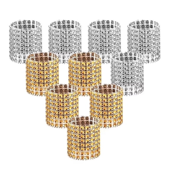 10pcs Napkin Rings, Silver Napkin Rings Buckles,Gold Napkin Rings Buckles for Table Decorations, Wedding, Dinner,Party, DIY Decoration
