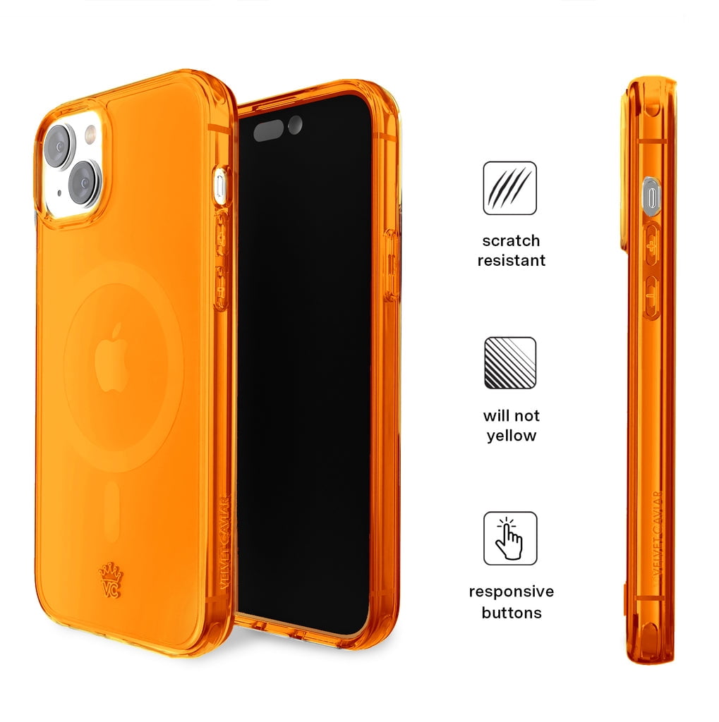 VELVET CAVIAR Neon Orange iPhone 15 Pro Case - Compatible with MagSafe - Clear Protective Phone Cases