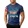 thumbnail image 2 of GrmtClth Gift for Father Summer Dad Papa Print American Flag Top Classic Fourth Of July Patriotic Shirt Lightweight Soft Round Neck Independence Day Tee Blue S, 2 of 4