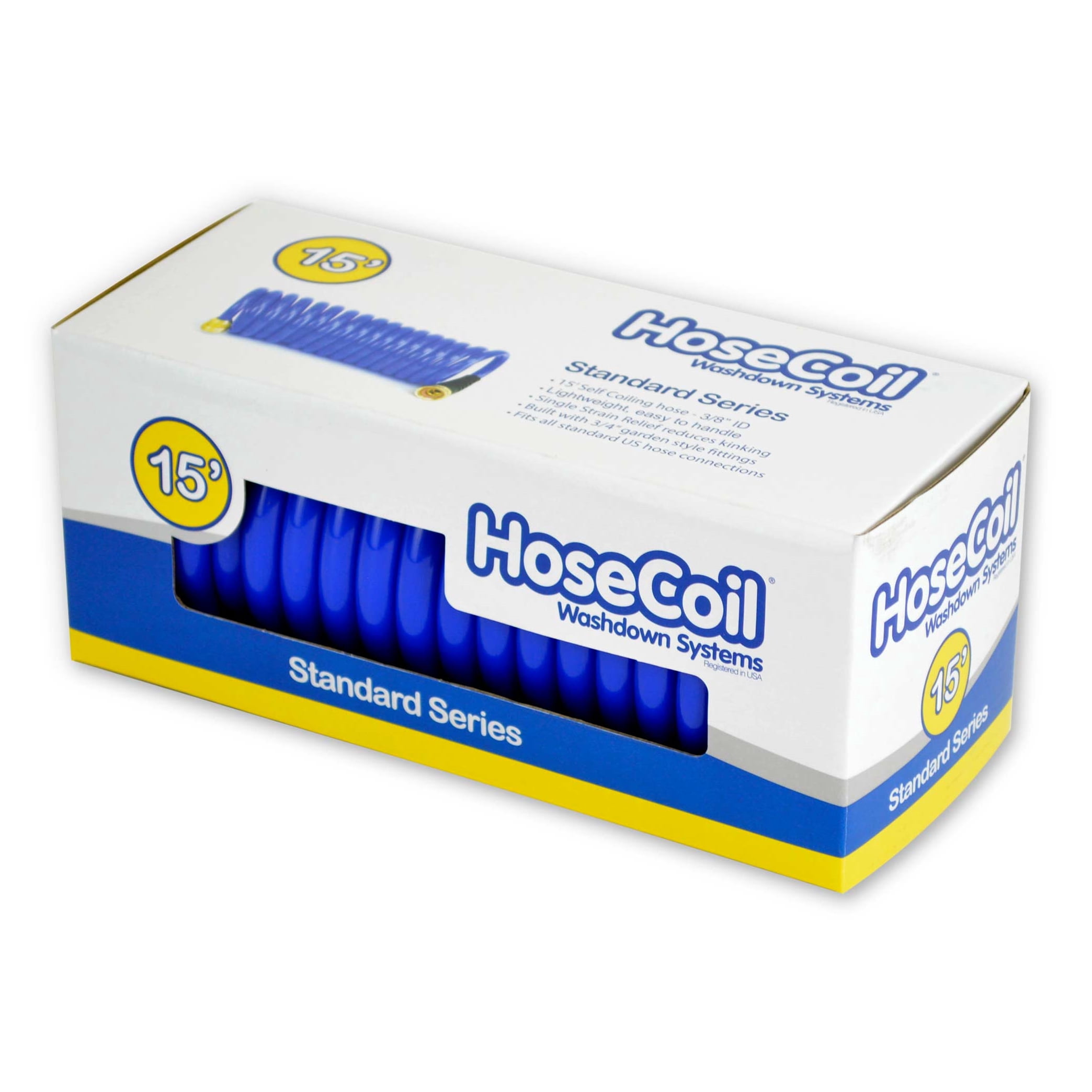 13" Blue and Black Outdoor HoseCoil 15-Ft Self Coiling Hose with Flex Relief