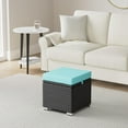 thumbnail image 2 of JJUN Set of 2 Wicker Ottomans, Multipurpose Outdoor Furniture for Patio, Backyard, Additional Seating, Footrest, Side Table w/Storage, Removable Cushions - Black/Teal, 2 of 16