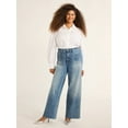 thumbnail image 2 of Free Assembly Women's and Women's Plus Wide Leg Jeans with Patch Pockets, 30", 32", and 34" Inseams, Sizes 0-26W, 2 of 5