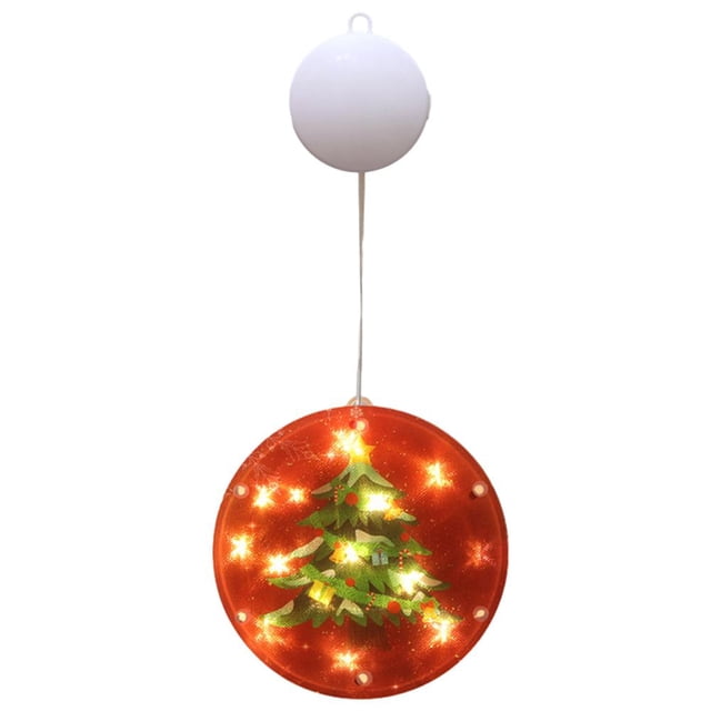 Lámpara de dibujos animados de Navidad Lámpara LED con ventosa para puertas de paredes de balcón (árbol de Navidad)