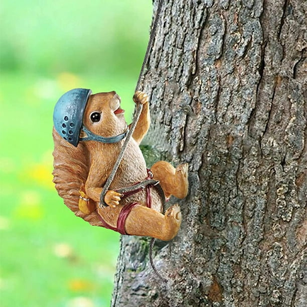 Statue d'écureuil de printemps à suspendre, sculpture d'escalade d