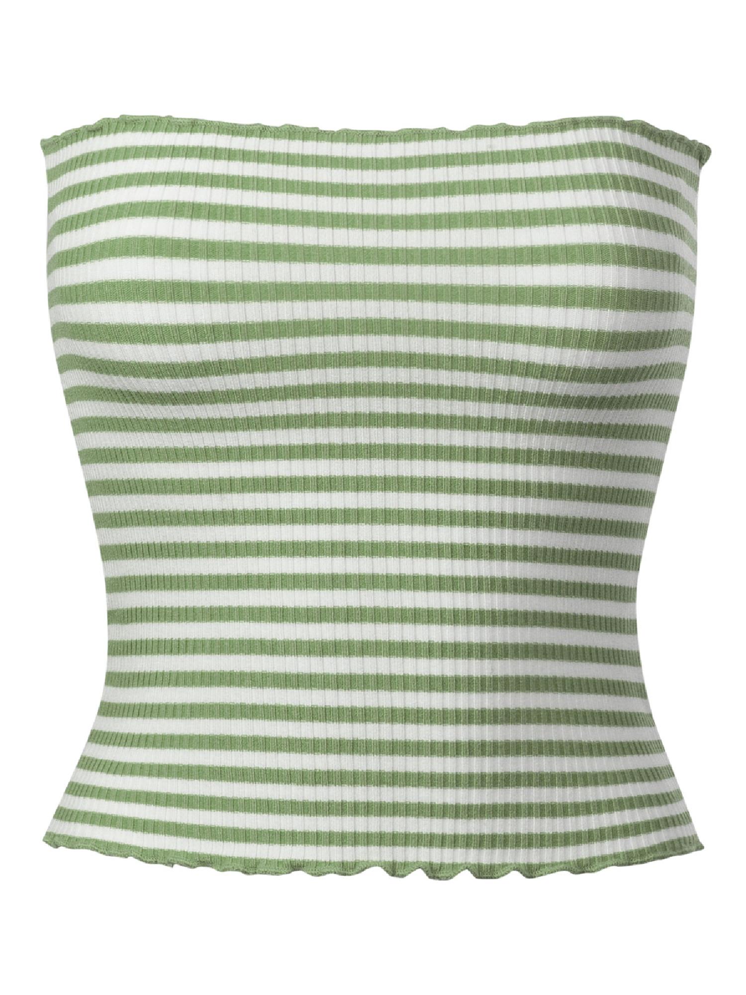 MixMatchy Womens Floral Print Smocked Lettuce Edge Crop Tube Top